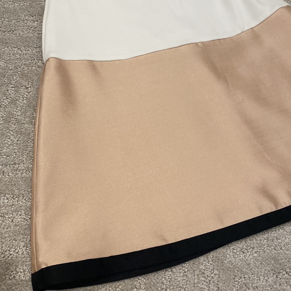 Maeve Anthropologie dress size 10 white, champagne, black trim - Picture 3 of 9